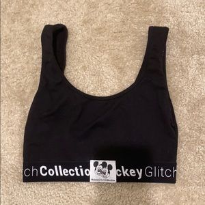 black cropped mickey tank/fabric bra